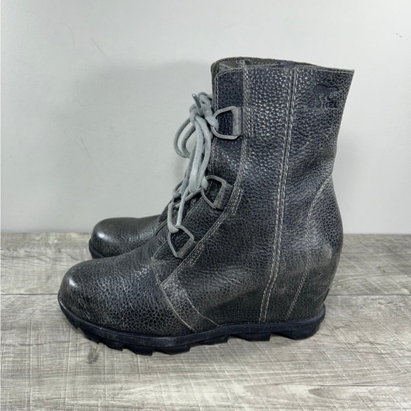 Sorel NL3491 Joan of Arctic Wedge II Women’s Gray Leather Booties Boots Size 8.5 - Picture 5 of 10